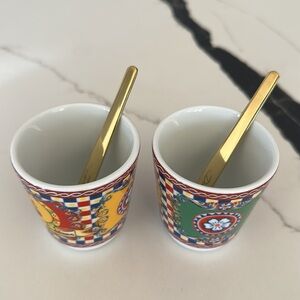 Pair of Dolce&Gabbana espresso mugs and spoon for Bialetti.